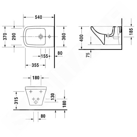 Duravit DuraStyle - Bidet suspendu, avec WonderGliss, blanc alpin 22871500001