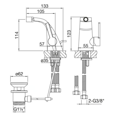 Steinberg 260 - Mitigeur de bidet avec vidage, chrome 260 1300