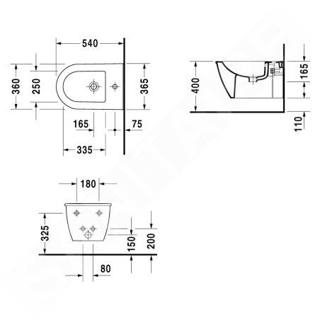 Duravit Darling New - Bidet suspendu avec trop-plein, 370 mm x 540 mm, blanc - bidet 2249150000