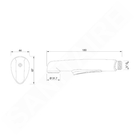 Sapho Deluxe - Douchette de bidet avec support, chrome 12327205017