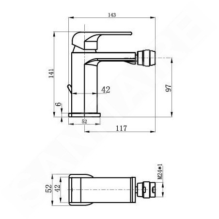 Novaservis Nobless Sharp - Robinetterie de bidet avec vidage, chrome 37011,0