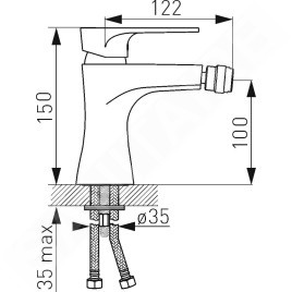 Novaservis Ferro Algeo Square - Robinetterie de bidet avec vidage, chrome 82011,0