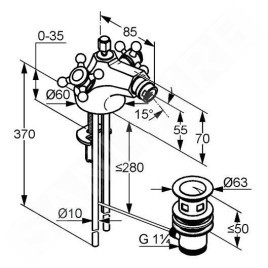 Kludi Adlon - Mitigeur de bidet avec vidage 1 1/4, chrome 512110520