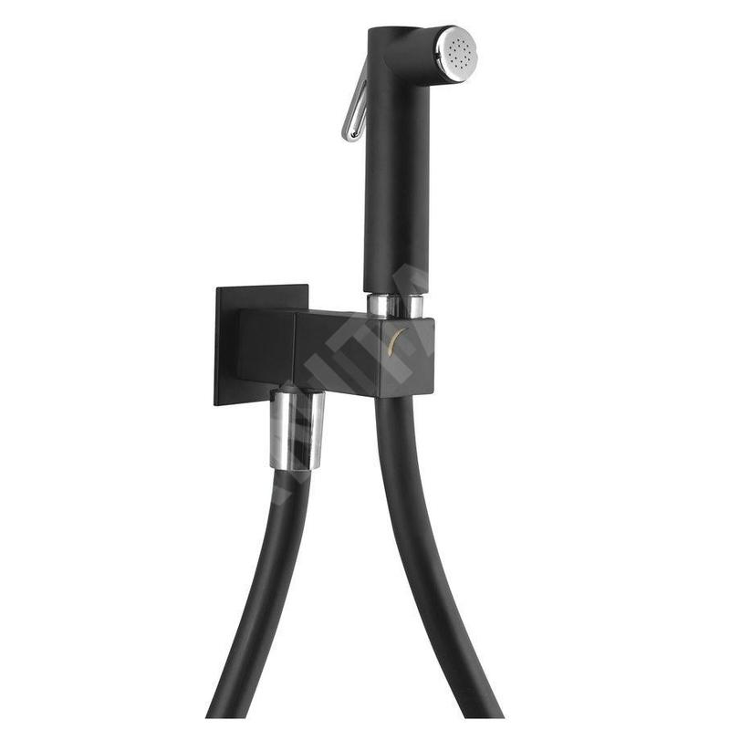 Sapho Robinets non mélangeur - Robinet mural avec douchette à main pour bidet, carré, noir mat SG108NE