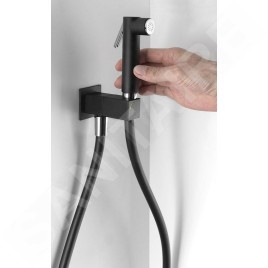 Sapho Robinets non mélangeur - Robinet mural avec douchette à main pour bidet, carré, noir mat SG108NE
