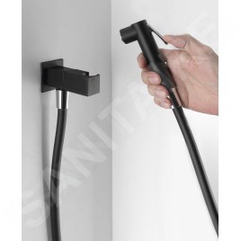 Sapho Robinets non mélangeur - Robinet mural avec douchette à main pour bidet, carré, noir mat SG108NE