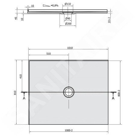 Polysan Receveurs de douche - Receveur de douche Mirai 1000x800 mm, gauche, marbre coulé, blanc 73169