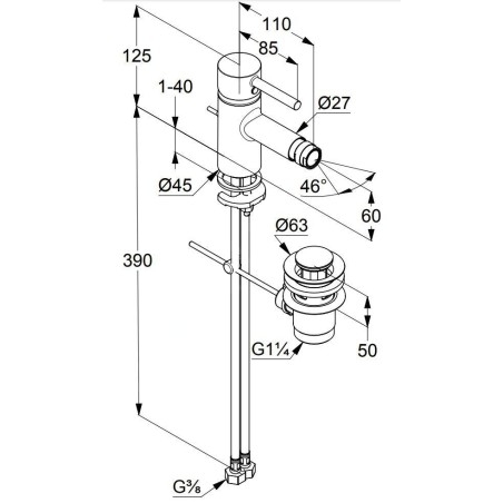 Kludi Bozz - Mitigeur de bidet, chrome 385330576