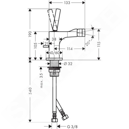Axor Citterio E - Mitigeur de bidet avec vidage, chrome 36120000