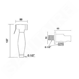 Sapho Retro - Douche de bidet avec flexible et support de douche, chrome 9101