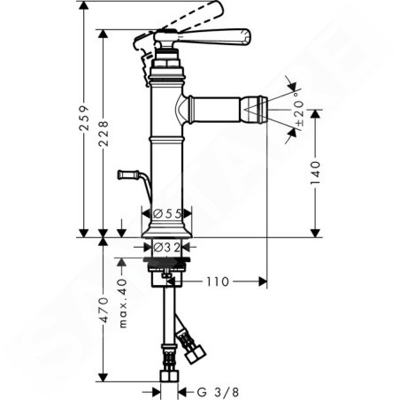 Axor Montreux - Mitigeur de bidet avec garniture de vidage à tirette, nickel brossé 16526820