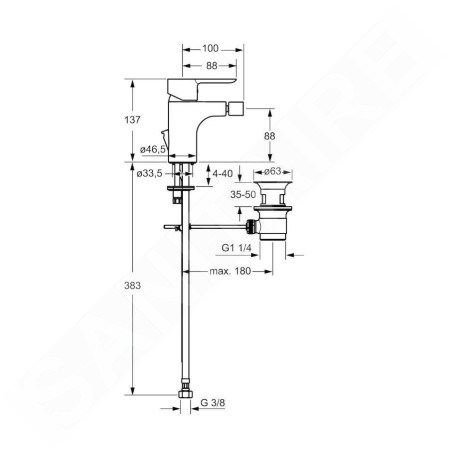 Hansa Ligna - Mitigeur de bidet avec garniture de vidage, chrome 06063203