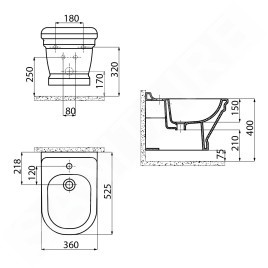 Sapho Antik - Bidet suspendu, blanc AN510