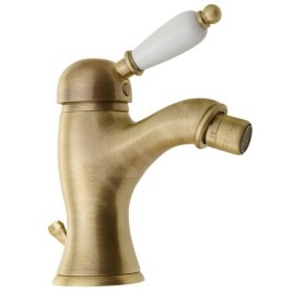 Sapho Kirké - Mitigeur de bidet avec garniture de vidage, levier blanc, bronze KI03BB