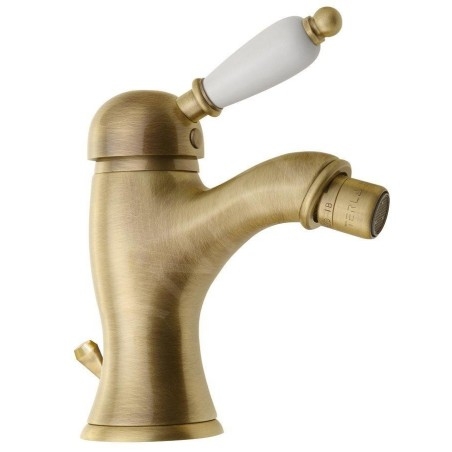 Sapho Kirké - Mitigeur de bidet avec garniture de vidage, levier blanc, bronze KI03BB