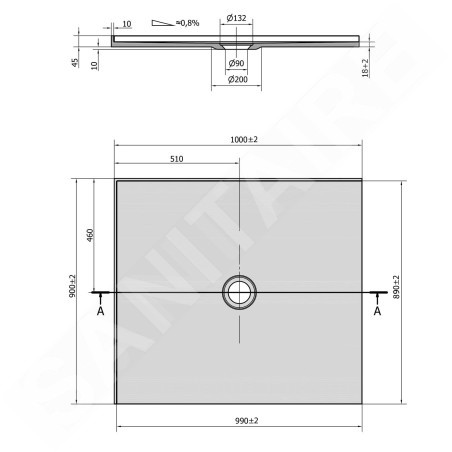 Polysan Receveurs de douche - Receveur de douche Mirai 1000x900 mm, gauche, marbre coulé, blanc 73171