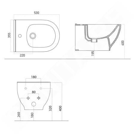 Sapho Brilla - Bidet suspendu, blanc 100624