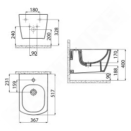 Sapho Céramique - Bidet suspendu Glanc, blanc GC510