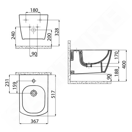 Sapho Céramique - Bidet suspendu Glanc, blanc GC510