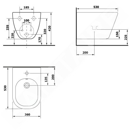Sapho Céramique - Bidet suspendu Paco, blanc PZ2012