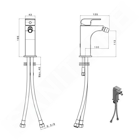 Sapho Dimy - Mitigeur de bidet sans bonde, chrome DM013