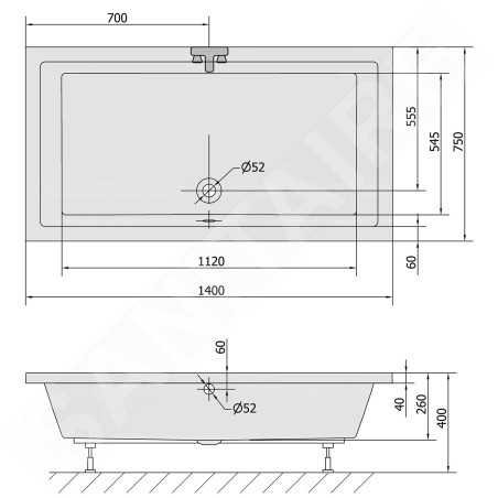 Polysan Deep - Receveur de douche profond, 1400 x 750 x 260 mm, blanc 72947