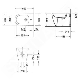 Duravit ME by Starck - Bidet à poser avec trop-plein, avec WonderGliss, blanc mat 22891032001