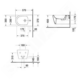 Duravit ME by Starck - Bidet suspendu avec trop-plein, blanc mat 2288153200