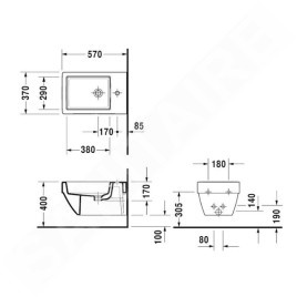 Duravit Vero Air - Bidet suspendu 370x570 mm, avec trop-plein, trou pour robinetterie, WonderGliss, blanc 22741500001