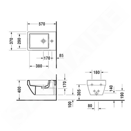 Duravit Vero Air - Bidet suspendu 370x570 mm, avec trop-plein, trou pour robinetterie, WonderGliss, blanc 22741500001