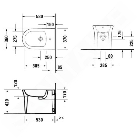 Duravit White Tulip - Bidet à poser, blanc 2293100000