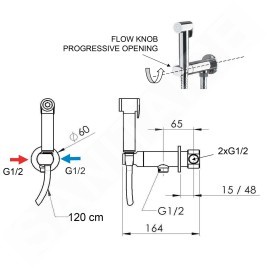 Sapho Robinetterie - Ensemble mitigeur encastré avec douchette de bidet, noir mat DB715