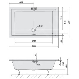 Polysan Deep - Receveur de douche profond, 1300 x 750 x 260 mm, blanc 72942