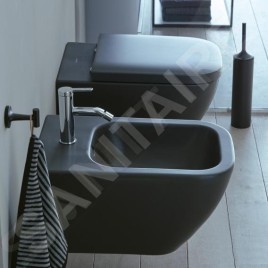 Duravit Happy D.2 - Bidet suspendu, 365x540 mm, trou pour robinetterie, WonderGliss, anthracite mat 22581513001
