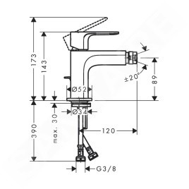 Hansgrohe Rebris E - Mitigeur de bidet avec vidage, noir mat 72211670