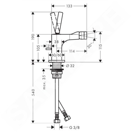 Axor Citterio E - Mitigeur de bidet avec vidage, noir mat 36120670