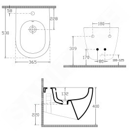 Sapho Isvea - Bidet suspendu INFINITY, avec trop-plein, trou pour robinet, blanc 10NF41001