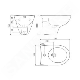 Alcadrain Céramique - Bidet suspendu, trou pour robinet, blanc AC01