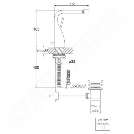 Steinberg 230 - Mitigeur de bidet avec vidage, chrome 230 1300