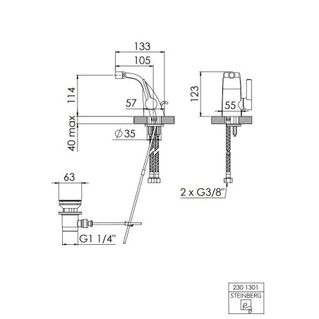 Steinberg 230 - Mitigeur de bidet avec vidage, chrome 230 1301