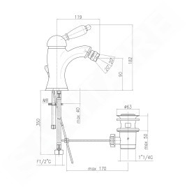 Sapho Kirké Black - Mitigeur de bidet avec vidage, chrome KI03NC