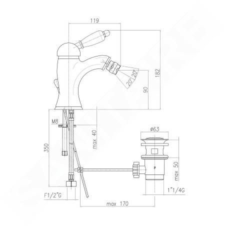 Sapho Kirké Black - Mitigeur de bidet avec vidage, bronze KI03NB