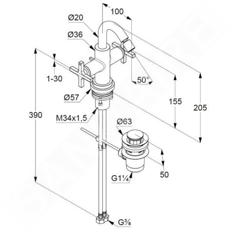 Kludi Nova Fonte - Mitigeur de bidet avec vidage, chrome 203130520