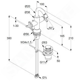 Kludi Nova Fonte - Mitigeur de bidet avec vidage, chrome 203130539
