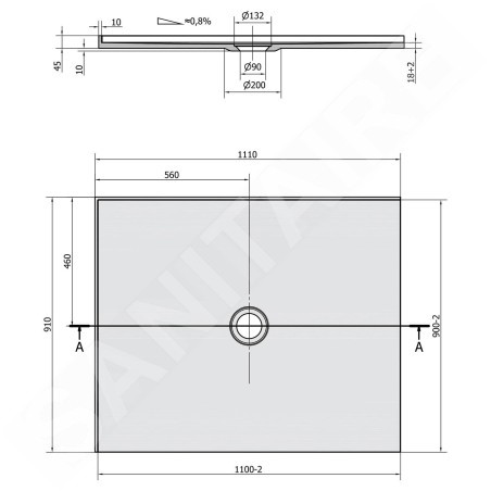 Polysan Receveurs de douche - Receveur de douche Mirai 1100x900 mm, gauche, marbre coulé, blanc 73175