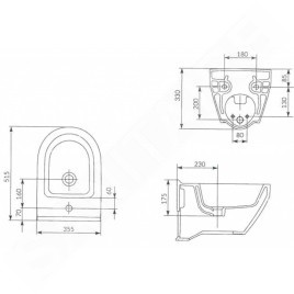 Cersanit Crea - Bidet suspendu, trou pour robinet, blanc K114-009