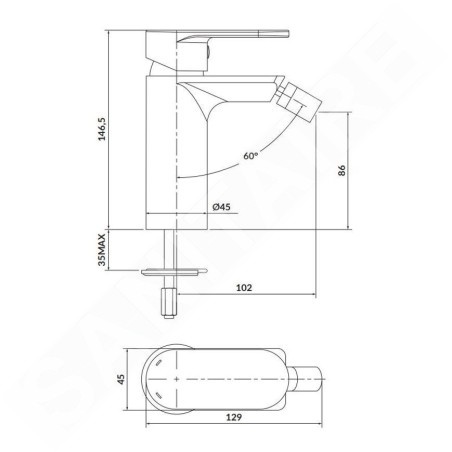Cersanit Crea - Mitigeur de bidet, chrome S951-315
