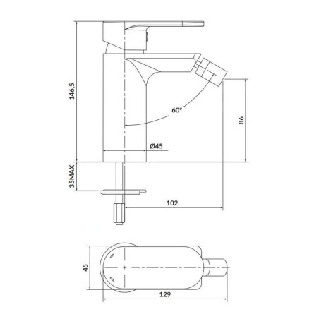 Cersanit Crea - Mitigeur de bidet, noir S951-316
