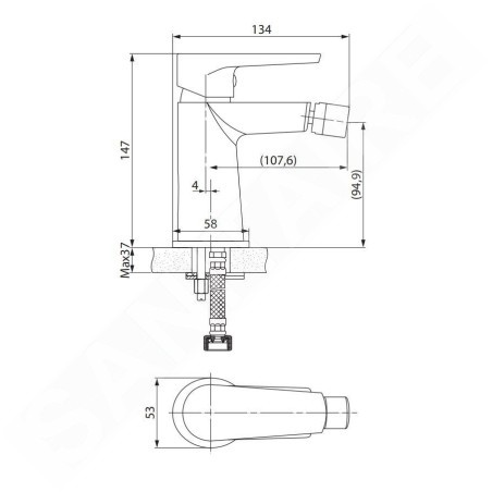 Cersanit Moduo - Mitigeur de bidet, noir S951-570