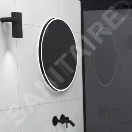 Nimco Miroirs - Miroir avec éclairage LED, diamètre 60 cm, noir mat ZPC 28000R-90